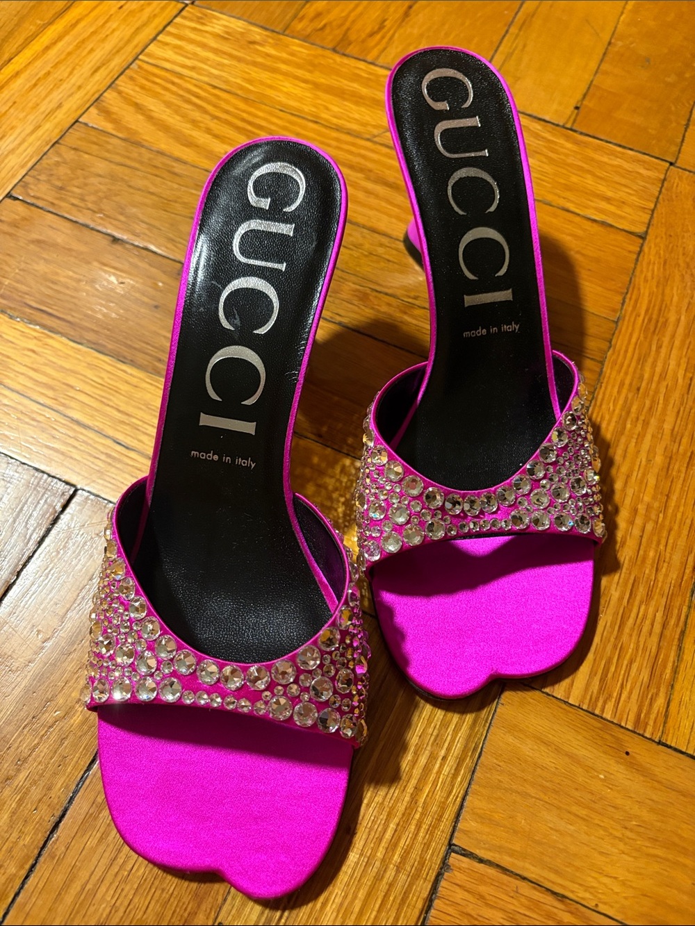 Gucci crystal-embellished sandals size EU 39.5 color Fuchsia - Picture 10 of 10